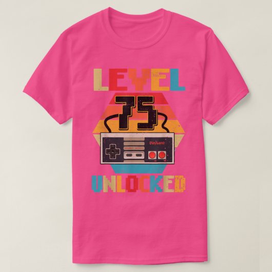 T-shirt Niveau 75 Jeu vidéo déverrouillé 75e Cadeaux d'ann (Design devant)