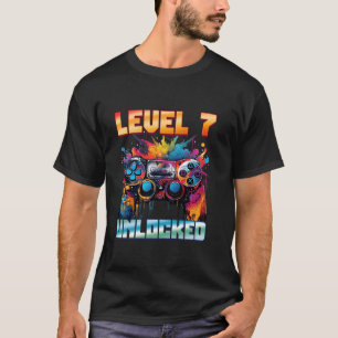 T-shirt Niveau 7 Débloqué 7e Anniversaire Garçons Enfants