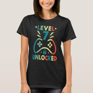 T-shirt Niveau 7 Débloqué Joueur de jeux vidéo 7e anniver