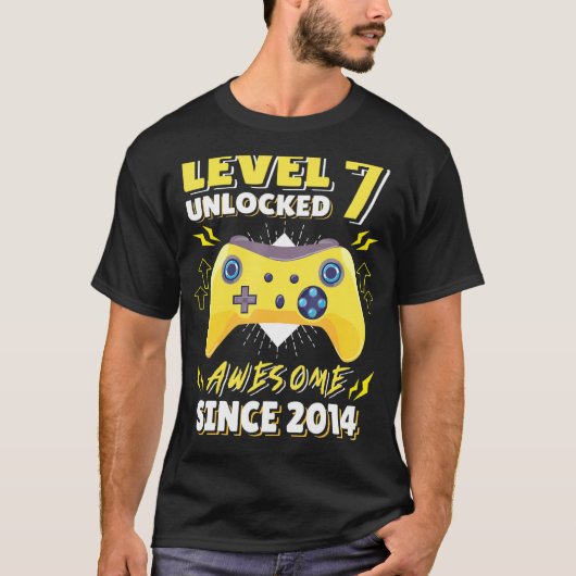 T-shirt Niveau 7 Déverrouillé Awesome 2014 jeu vidéo 7e na (Devant)