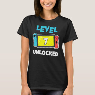 T-shirt Niveau 7 Joueur déverrouillé 7e jeu vidéo d'annive