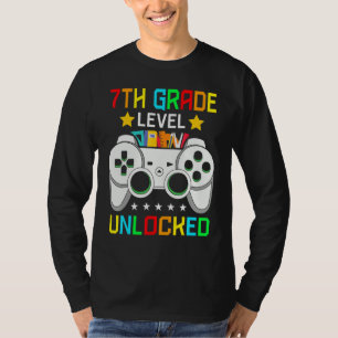 T-shirt Niveau 7e année débloqué jeu vidéo retour à l'écol