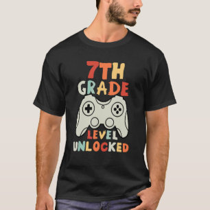 T-shirt Niveau 7e année Joueur débloqué Premier jour d'éco