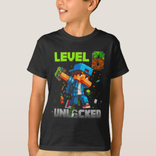 T-shirt Niveau 8 Débloqué Drôle Anniversaire Garçon Pixel 