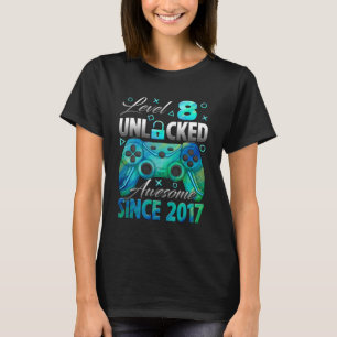 T-shirt Niveau 8 Débloqué Incroyable Depuis 2017 8e Annive