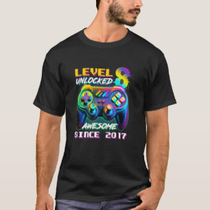 T-shirt Niveau 8 Débloqué Incroyable Depuis 2017 8ème Anni