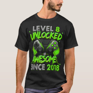 T-shirt Niveau 8 Débloqué Incroyable Depuis Anniversaire 2