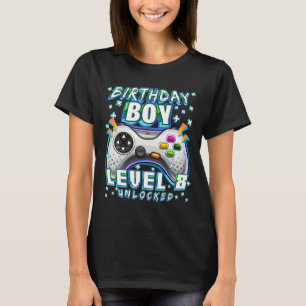 T-shirt Niveau 8 Débloqué Jeu Vidéo 8e Anniversaire Gamer