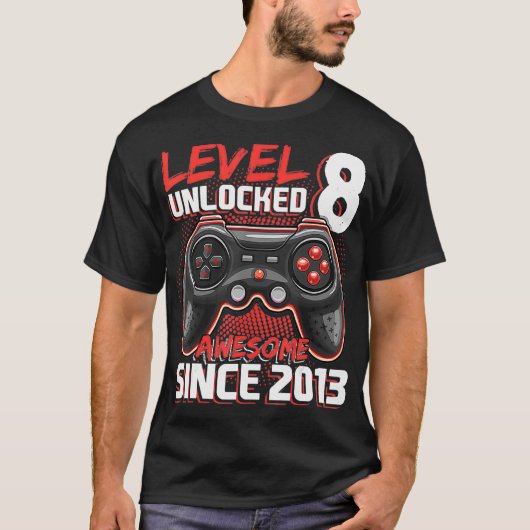 T-shirt Niveau 8 Déverrouillé Awesome 2013 Jeu vidéo 8e Na (Devant)