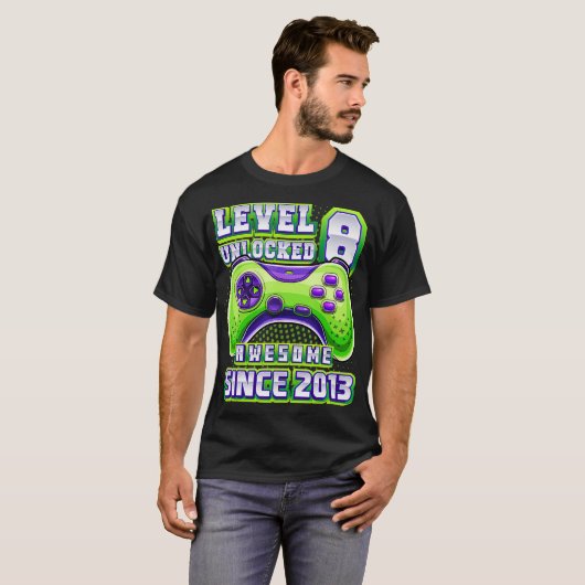 T-shirt Niveau 8 Déverrouillé Awesome 2013 Jeu vidéo 8e Na (Devant entier)