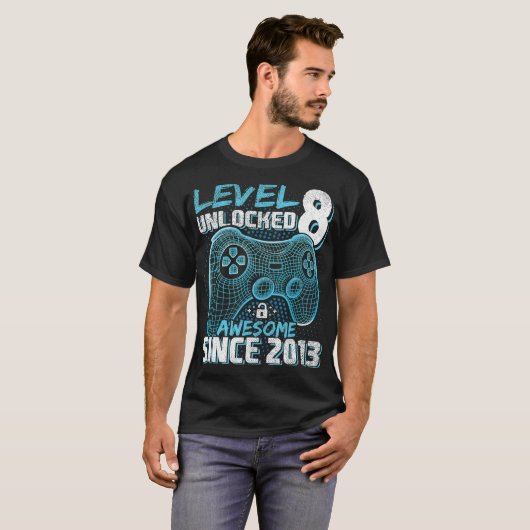 T-shirt Niveau 8 Déverrouillé Awesome 2013 Jeu vidéo 8e Na (Devant entier)