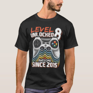 T-shirt Niveau 8 Déverrouillé Awesome 2015 jeu vidéo 8e na
