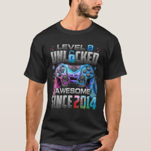 T-shirt Niveau 8 Déverrouillé Awesome Depuis 2014 8E Anniv