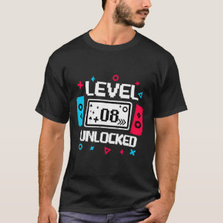 T-shirt Niveau 8 Gamer Débloqué - Vidéo Cadeau d'anniversa