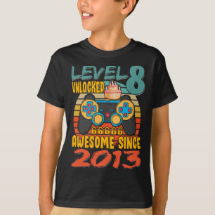 T-shirt Niveau 8 Jeu vidéo déverrouillé 8 ans 8 ans