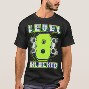 T-shirt Niveau 8 Jeu vidéo déverrouillé 8e anniversaire Ga