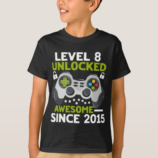 T-shirt Niveau 8 Unlock Cute 2015 jeu vidéo 8e anniversair (Devant)