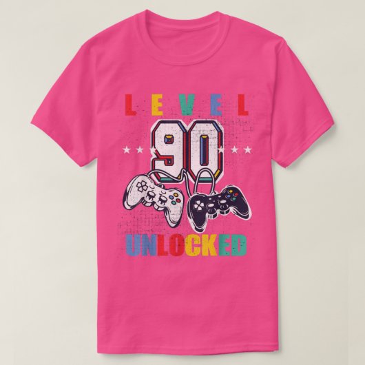 T-shirt Niveau 90 Déverrouillé Jeux Vidéo amusant 90e anni (Design devant)