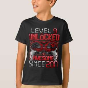T-shirt Niveau 9 Débloqué 9 Ans Pour Garçons 9ème Annivers