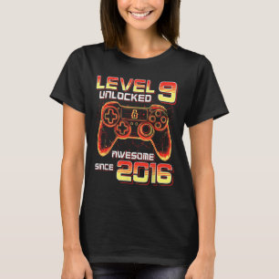T-shirt Niveau 9 Débloqué Fête de jeu vidéo 9e Anniversair
