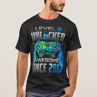 T-shirt Niveau 9 Débloqué Incroyable Depuis 2017 9e Annive