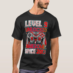 T-shirt Niveau 9 Débloqué Incroyable Depuis Anniversaire 9