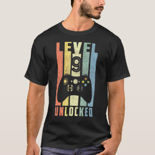 T-shirt Niveau 9 Déverrouillé 9e Joueur Vidéo Anniversaire