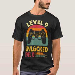 T-shirt Niveau 9 Déverrouillé Anniversaire Garçon 9 ans Vi