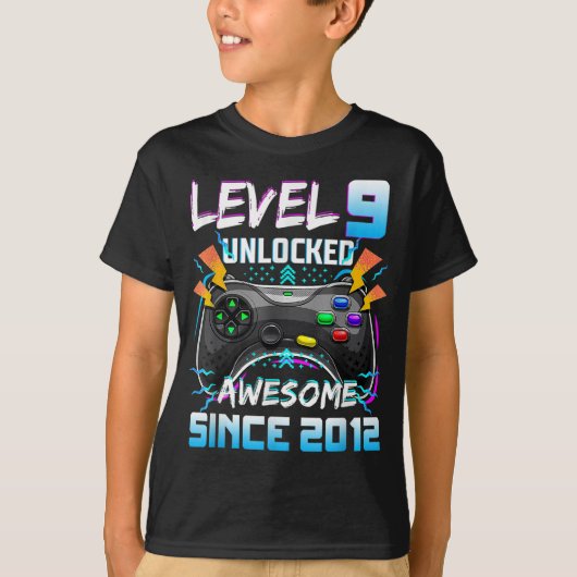 T-shirt Niveau 9 Déverrouillé Awesome 2012 jeu vidéo (Devant)