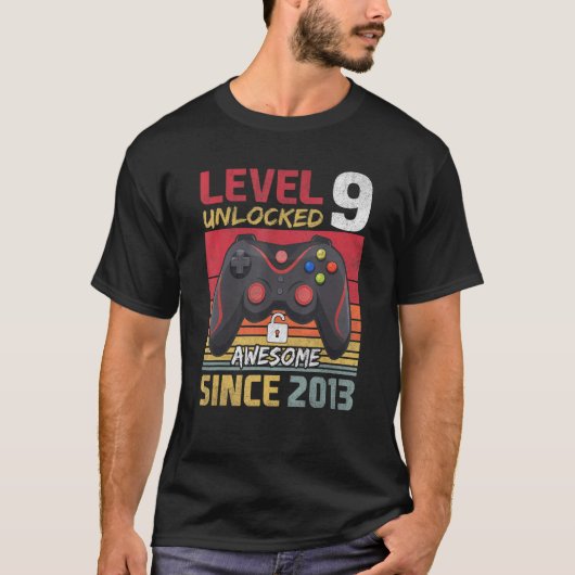 T-shirt Niveau 9 Déverrouillé Awesome 2013 jeu vidéo 9e na (Devant)