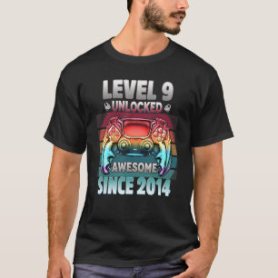 T-shirt Niveau 9 Déverrouillé Awesome depuis 2014 9 Année 