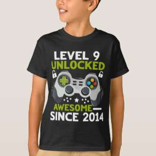 T-shirt Niveau 9 Déverrouillé Cute 2014 jeu vidéo 9e anniv