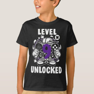 T-shirt Niveau 9 Jeu vidéo déverrouillé 9e jupe d'annivers