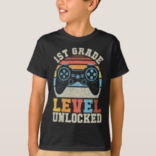 T-shirt Niveau de classe débloqué Gamer 1er jour d'école G