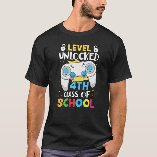T-shirt Niveau déverrouillé 4e année école primaire Schulk (Devant)
