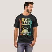 T-shirt Niveau papa déverrouillé - Gamer (Devant entier)