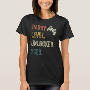 T-shirt Niveau Papa Homme Débloqué 2023 Grossesse Joueur S