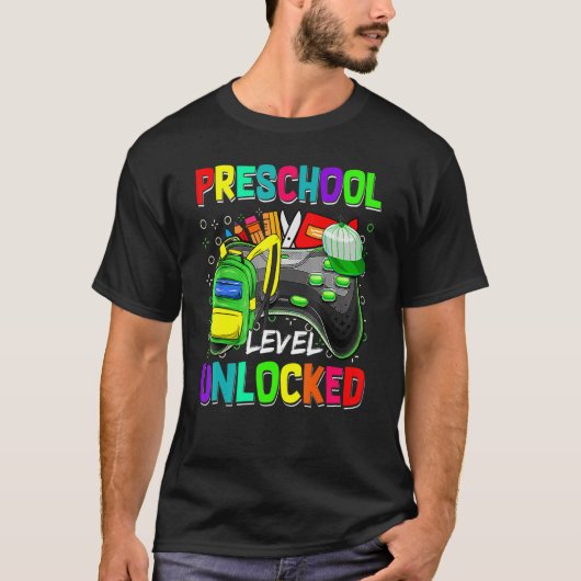 T-shirt Niveau Préscolaire Jeu Vidéo Déverrouillé Retour À (Devant)