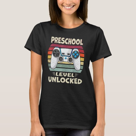 T-shirt Niveau Préscolaire Jeu Vidéo Déverrouillé Retour À (Devant)