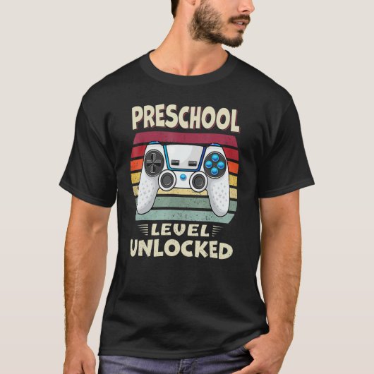 T-shirt Niveau Préscolaire Jeu Vidéo Déverrouillé Retour À (Devant)