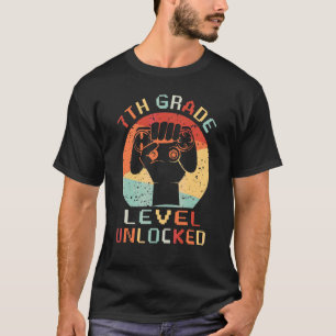 T-shirt Niveau Septième Débloqué Jeu Vidéo Retour à l'Écol