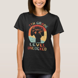 T-shirt Niveau Septième Débloqué Jeu Vidéo Retour à l'Écol