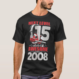 T-shirt Niveau suivant Déverrouillé 15 ans Garçon 2008 cas