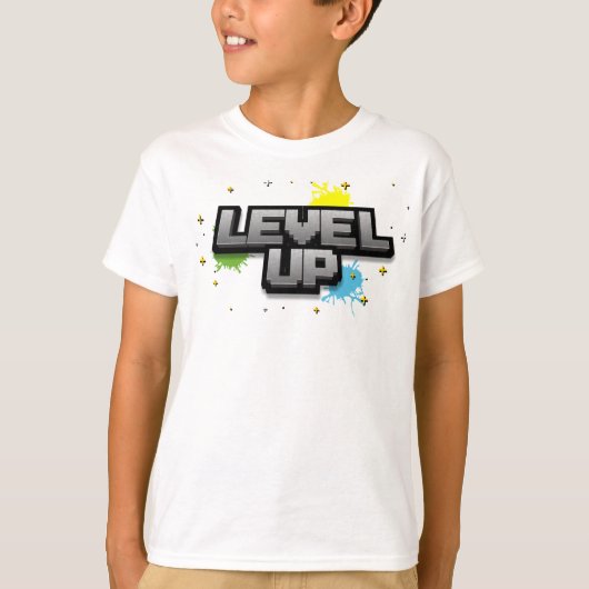 T-shirt Niveau supérieur ! Vidéo Pixel Art Anniversaire T- (Devant)