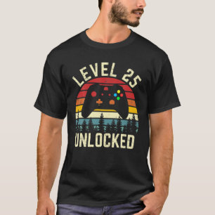 T-shirt Niveau vintage 25 Déverrouillé Funny Video Gamer