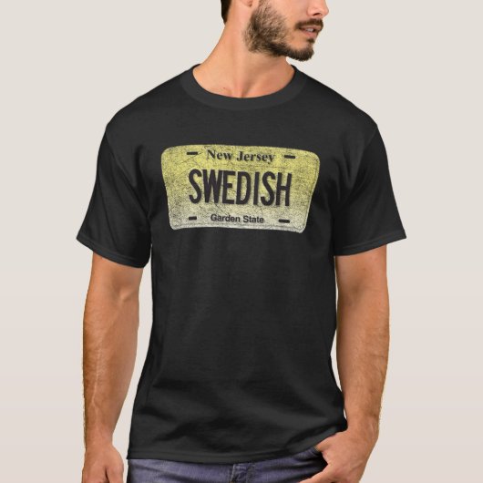 T-shirt NJ State Vanity License Plate SWEDISH (Devant)