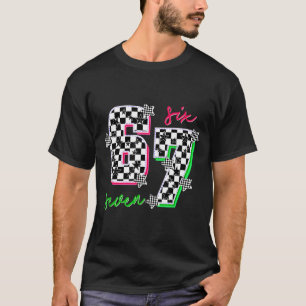 T-shirt Nk et Vert 67 Six Sept Mème Carreaux 6 7 Filles