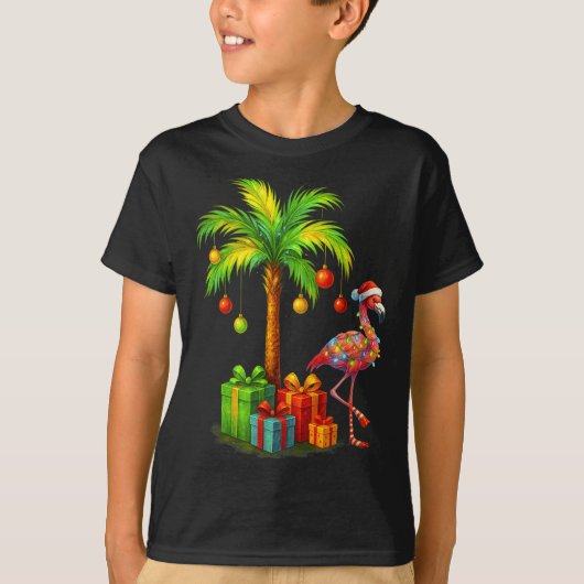 T-shirt Nk Flamingo Christmas Palm Tree Trocal Xmas (Devant)