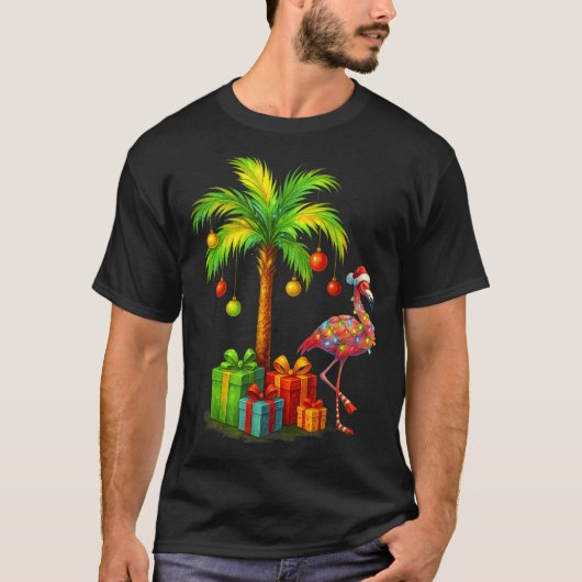 T-shirt Nk Flamingo Christmas Palm Tree Trocal Xmas  (Devant)