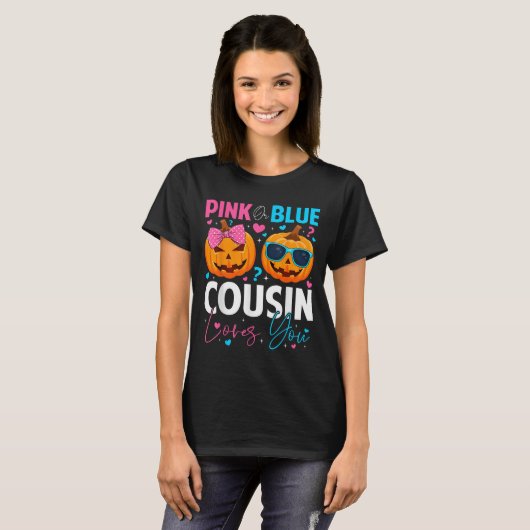 T-shirt Nk Or Blue Cousin Loves You Pumpkin Halloween Gend (Devant entier)